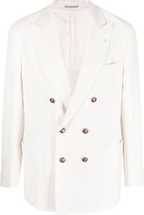 Brunello Cucinelli double-breasted linen blazer - men - Linen/Flax/Cupro - 50 - Neutrals