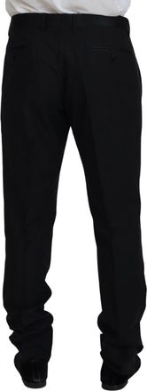 Dolce & Gabbana Mens Wool-Silk Blend Trousers Black