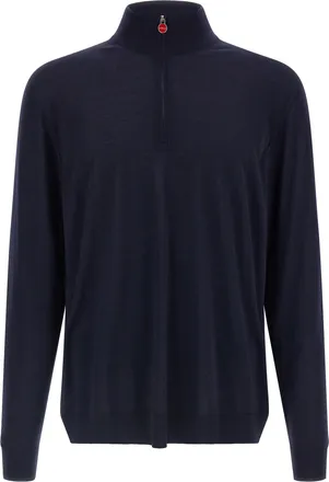 Kiton Blue Wool Mens Cardigan