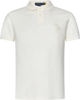 Polo Ralph Lauren Polo T-shirt met Groot Pony-logo - Heren - Polos - Wit - S - Katoen - Tops