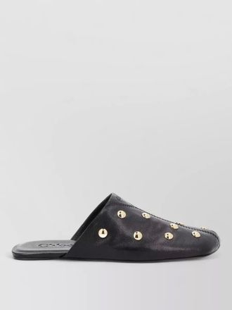 Chlo&eacute; rita flat mules square toe studs