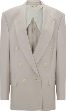 Victoria Beckham Relaxed Double Breasted Blazer - Dames - Blazers - Beige - 2XS - Jassen