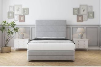 Comfort Beds Zoya Plush Divan Set No Drawers-54 Headboard-Footboard in Silver | Size: Small Double