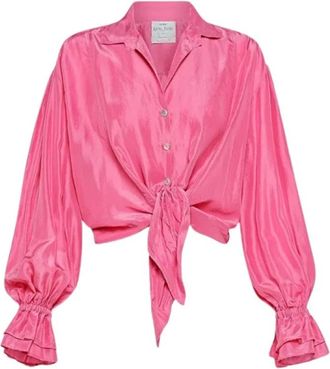 Forte_Forte Habotai Zijden Blouse - Dames - Overhemden - Roze - 3XL - Overhemden