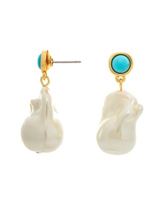 Rivka Friedman 18K Plated Pearl Earrings