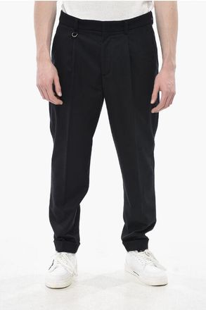 Paolo Pecora Wool Cloth Trousers With Single Pleat And Belt Loops size 46