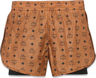 MCM Monogram Print Shorts in ECONYL in Brown at Nordstrom, Size Medium