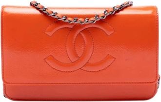Chanel Pre-owned Wallet on Chain (Patent Caviar Leather) - Dames - Vintage Schoudertas - Oranje - ONE Size - Vintage