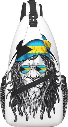 Generic Bahamas Lion Flag Shoulder Bag Lightweight Chest Bag Adjustable Daypack For Outdoors Cycling Runner