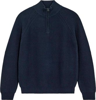 Anerkjendt Half Zip Gebreide Trui - Heren - Coltruien - Blauw - M - Truien & Vesten