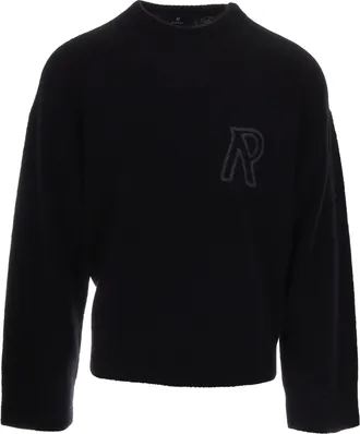 Represent Loose-Fit Black Knit Sweater with Embroidered Logo