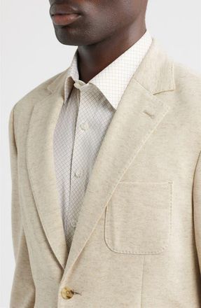 Nordstrom Henrik Trim Fit Tan M&eacute;lange Knit Sport Coat in Tan Sutton Birdseye at Nordstrom, Size Xxx-Large
