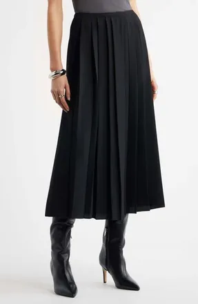 Nordstrom Pleated Midi Skirt in Black at Nordstrom, Size Xx-Large