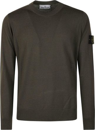 Stone Island Minimalist Olive Green Crew Neck Sweater