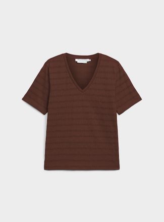 Contemporaine Womens Pointelle pattern pure organic cotton T-shirt