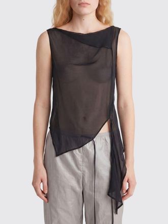 Paloma Wool Top asimmetrico in pura seta con spalle scoperte e scollo tondo