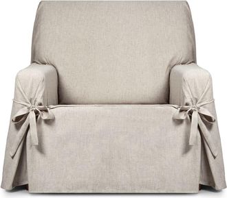 Eysa Funda de sill&oacute;n hidr&oacute;fugo 1 plaza con lazos lino 80-120 cm