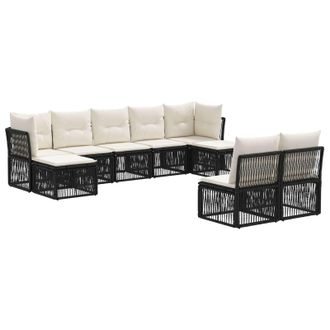 vidaXL Conjunto De Sof&aacute;s De Jard&iacute;n 9 Pcs Negro Rat&aacute;n Sint&eacute;tico Vidaxl