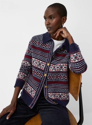 Contemporaine Womens Crest buttons pure wool Cardigan Sweater