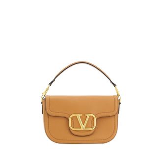 Valentino Garavani Camel Leather Alltime Shoulder Bag