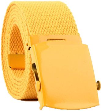 Generic JIER Unisex Webbing Belt Canvas Metal Buckle Adjustable Waist Outdoor Utility Men Women Woven Canvas Belt (Yellow,One Size)