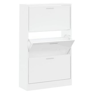 Berkfield Home Shoe Cabinet High Gloss White 63x24x103 cm Engineered Wood | Size: 63 x 24 x 103 cm