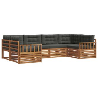 vidaXL Conjunto De Sof&aacute;s De Exterior 6 Pcs Natural Y Antracita Vidaxl