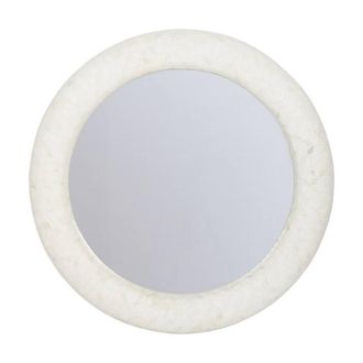 The Libra Company Aspen Bone Inlay Round Mirror - Wood/Bone - L6 x W100 x H100 cm in White