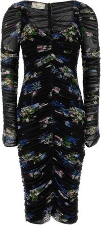Blumarine Black Printed Stretch Tulle Dress