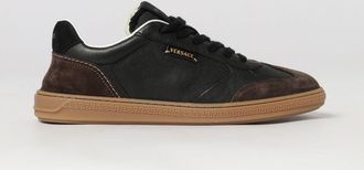 Versace Greca Court Bicolour Leather and Suede Low-Top Trainers with Laminated Logo