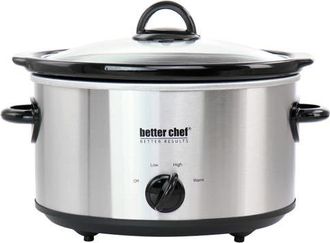 Better Chef 4 Quart Oval Stainless Steel Slow Cooker with Removable Stoneware Crock in Silver at Nordstrom