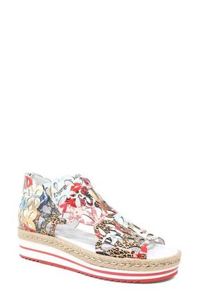 Django & Juliette Adely Back Zip Sandal in Collage Print Patent at Nordstrom, Size 39