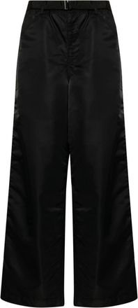 sacai belted wide-leg trousers - women - Nylon/Cupro - 0 - Black