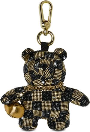 Sprayground Gold and Dangerous checkered teddy-bear keyring - men - Polyester - One Size - Black