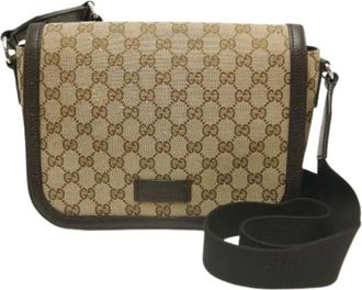 Gucci Pre-owned Cross Body Bags, female, Beige, Size: ONE SIZE Pre-owned GG Canvas Shoulder Bag