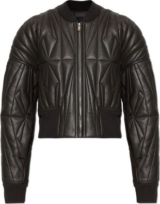 Rick Owens Geocamo Cropped Jacket - Dames - Leren en Su&egrave;de Jassen - Bruin - S - Wol - Jassen