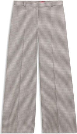HUGO BOSS Herberta Wijde Broek - Dames - Wijde Broeken - Beige - M - Katoen - Broeken
