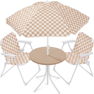 Best Choice Products Kids Outdoor Table and Chair Set with Umbrella, 3-Piece Foldable Toddler Picnic Set Ages 2-5