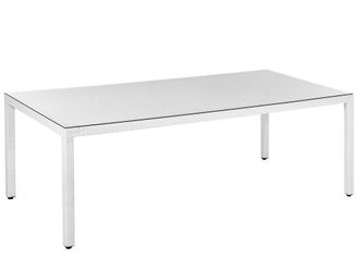 Beliani Mesa de comedor 8 personas de rat&aacute;n sint&eacute;tico blanco