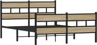 vidaXL Metal Bed Frame without Mattress Sonoma Oak 140x200 cm Vidaxl