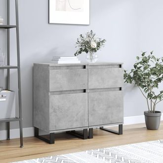 vidaXL Vidaxl - Aparadores 2 Uds Madera De Ingenier&iacute;a Gris Hormig&oacute;n 40x35x70 Cm