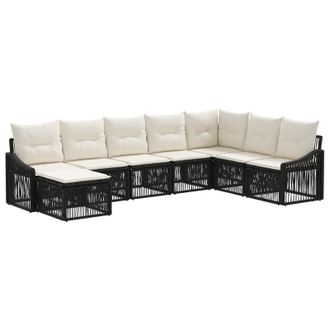 vidaXL Conjunto De Sof&aacute;s De Jard&iacute;n 8 Pcs Negro Rat&aacute;n Sint&eacute;tico Vidaxl