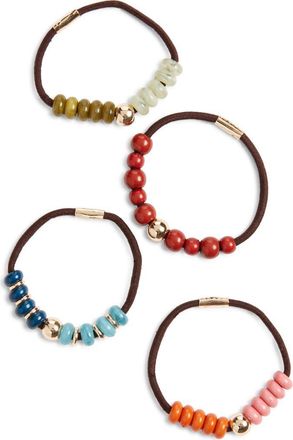 Chelsea28 4-Pack Beaded Ponytail Holders in Blue Multi at Nordstrom
