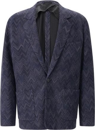 Missoni Zigzag Blazer - Heren - Blazers - Blauw - 2XL - Katoen - Jassen