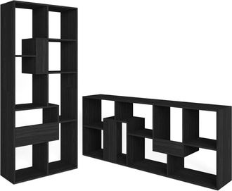 Skraut Home Librería efecto madera negro 67x31x162cm