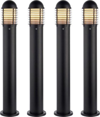 Loops 4 PACK Outdoor Bollard Post Light - 60W E27 GLS - 1000mm Height - Matt Black
