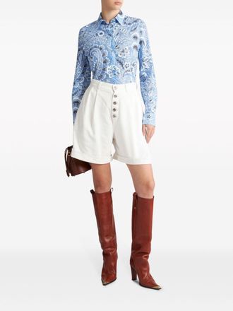 Etro Etro Womens Cotton And Silk Blend Shirt - Light Blue - Size EU 34 (Womens)