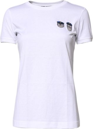 Dolce & Gabbana Womens Short Sleeve Crew Neck Tshirt - White Cotton - Size EU 32 (Womens)