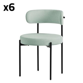 ML Design 6x sillas de comedor tejido teddy verde asientos de polipiel