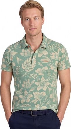 N-Z-A- NEW ZEALAND AUCKLAND Poloshirt New Zealand groen bladeren print katoen